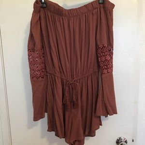 Off the shoulder long sleeved romper